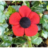 Red HARRIS TWEED Poppy Corsage Brooch Pin