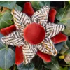 Herringbone Check Harris Tweed & Rust Velvet Corsage Brooch