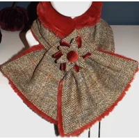 Herringbone Check Harris Tweed® Scarf Neck Warmer with Faux Fur Lining and Removable Brooch