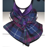Western Isles Tartan Harris Tweed® Scarf Neck Warmer with Purple Velvet Lining and Removable Brooch