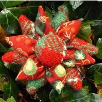 Red Green & White Harris Tweed & Christmas Fabric Corsage ..