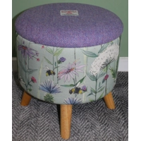 Large 40x40x40cm STORAGE Stool/Footstool Lilac Herringbone..