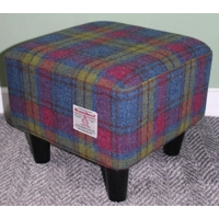 MEDIUM Square Footstool Covered with Pink, Blue Yellow Che..