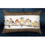 Herringbone Check Harris Tweed Cushion with Laura Ashley Garden Birds Fabric - Cushion Pad included