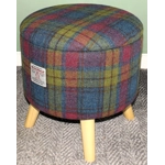 Large 40x40x40cm STORAGE Stool/Footstool Pink, Yellow & Blue Check Harris Tweed