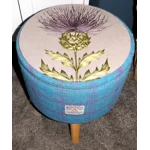 Large 40x40x40cm STORAGE Stool/Footstool Turquoise Purple Blue Harris Tweed Voyage Thistle