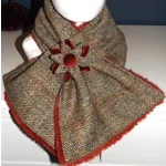 Herringbone Check Harris Tweed® Scarf Neck Warmer with Faux Fur Lining and Removable Brooch
