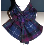 Western Isles Tartan Harris Tweed® Scarf Neck Warmer with Purple Velvet Lining and Removable Brooch