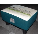 MEDIUM 40x30x25cm Rectangular Footstool Teal Harris Tweed & Sheep