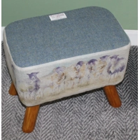 RECTANGULAR  Footstool Blue Blend Harris Tweed & Voyage Co..