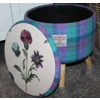 Large 40x40x40cm STORAGE Stool/Footstool Purple Turquoise Check Harris Tweed & Thistle