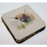 Set of 2 or 4 CHUNKY Square Reversible Drinks Coasters Macleod Harris Tweed & Highland Cow Set of 2 or 4 CHUNKY Square Reversible Drinks Coasters Macleod Harris Tweed & Highland Cow