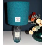 Isle of Harris Gin Bottle Lamp With 20cm Teal/Green Herringbone Harris Tweed Drum Lampshade