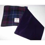 Western Isles Tartan Harris Tweed® Scarf Neck Warmer with Purple Velvet Lining and Removable Brooch