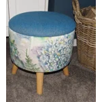 Large 40x40x40cm STORAGE Stool/Footstool Blue Herringbone Harris Tweed Voyage Hydrangea