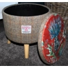 Large 40x40x40cm STORAGE Stool/Footstool Herringbone Check Harris Tweed Voyage Maison Velvet Thistle