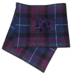 Western Isles Tartan Harris Tweed® Scarf Neck Warmer with Purple Velvet Lining and Removable Brooch