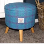 Large 40x40x40cm STORAGE Stool/Footstool Turquoise Purple Blue Harris Tweed Voyage Thistle