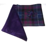 Western Isles Tartan Harris Tweed® Scarf Neck Warmer with Purple Velvet Lining and Removable Brooch
