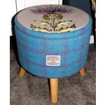 Large 40x40x40cm STORAGE Stool/Footstool Turquoise Purple Blue Harris Tweed Voyage Thistle