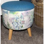 Large 40x40x40cm STORAGE Stool/Footstool Blue Herringbone Harris Tweed Voyage Hydrangea