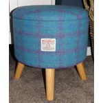 Large 40x40x40cm STORAGE Stool/Footstool Turquoise Purple Blue Harris Tweed Voyage Thistle