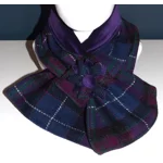 Western Isles Tartan Harris Tweed® Scarf Neck Warmer with Purple Velvet Lining and Removable Brooch