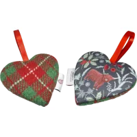HARRIS TWEED & Christmas Highland Cow Hanging Heart Decoration, Door Hanger