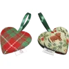 HARRIS TWEED & Christmas Highland Cow Hanging Heart Decoration, Door Hanger