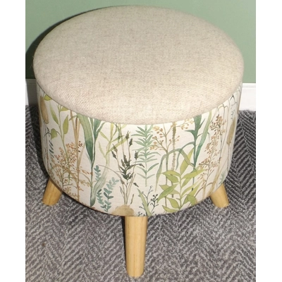 Large 40x40x40cm STORAGE Stool/Footstool  Oatmeal Harris Tweed & Voyage Maison Lydiard Linen