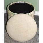Large 40x40x40cm STORAGE Stool/Footstool  Oatmeal Harris Tweed & Voyage Maison Lydiard Linen