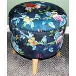 Large 40x40x40cm STORAGE Stool/Footstool Floral Hummingbird Velvet