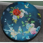 Large 40x40x40cm STORAGE Stool/Footstool Floral Hummingbird Velvet