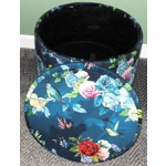 Large 40x40x40cm STORAGE Stool/Footstool Floral Hummingbird Velvet