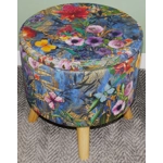 Large 40x40x40cm STORAGE Stool/Footstool Meadow Flowers Butterflies Velvet