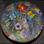 Large 40x40x40cm STORAGE Stool/Footstool Meadow Flowers Butterflies Velvet