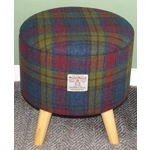 Large 40x40x40cm STORAGE Stool/Footstool Pink, Yellow & Blue Check Harris Tweed