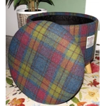 Large 40x40x40cm STORAGE Stool/Footstool Pink, Yellow & Blue Check Harris Tweed