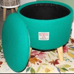 Large 40x40x40cm STORAGE Footstool Green Harris Tweed Isle of Harris