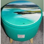 Large 40x40x40cm STORAGE Footstool Green Harris Tweed Isle of Harris