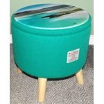 Large 40x40x40cm STORAGE Footstool Green Harris Tweed Isle of Harris