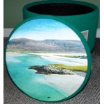 Large 40x40x40cm STORAGE Footstool Green Harris Tweed Isle of Harris