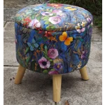 Large 40x40x40cm STORAGE Stool/Footstool Meadow Flowers Butterflies Velvet