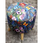 Large 40x40x40cm STORAGE Stool/Footstool Meadow Flowers Butterflies Velvet