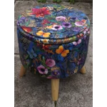 Large 40x40x40cm STORAGE Stool/Footstool Meadow Flowers Butterflies Velvet