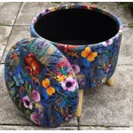 Large 40x40x40cm STORAGE Stool/Footstool Meadow Flowers Butterflies Velvet