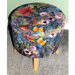 Large 40x40x40cm STORAGE Stool/Footstool Meadow Flowers Butterflies Velvet