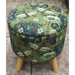 Large 40x40x40cm STORAGE Stool/Footstool Green Velvet Dragonfly