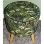 Large 40x40x40cm STORAGE Stool/Footstool Green Velvet Dragonfly