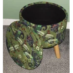Large 40x40x40cm STORAGE Stool/Footstool Green Velvet Dragonfly